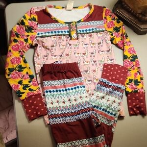 Matilda Jane Pink and Maroon Kids Pajama Set